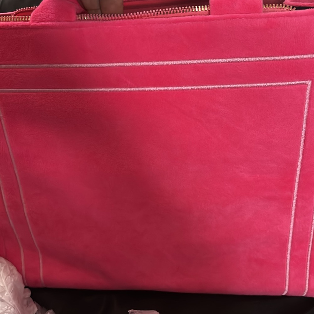 NWOT Pink Velvet Tote Bag with Zipper Closure - Picture 4 of 6